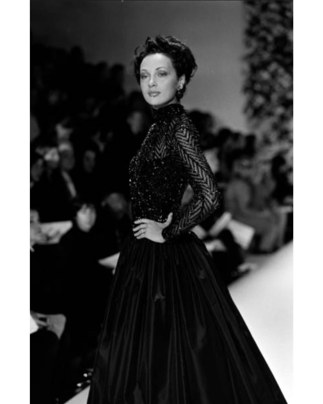 1997 Runway Bob Mackie Navy Blue Embellished Bodice Dress For Sale 3