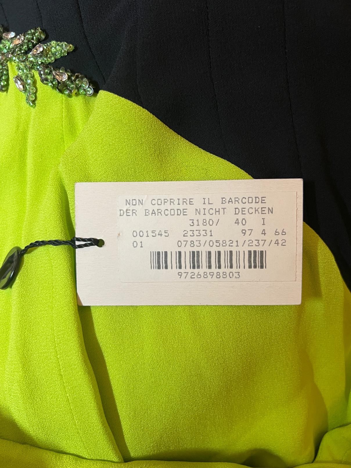 1997 Runway Documented Versace Lime Green Embellished Dress For Sale 6