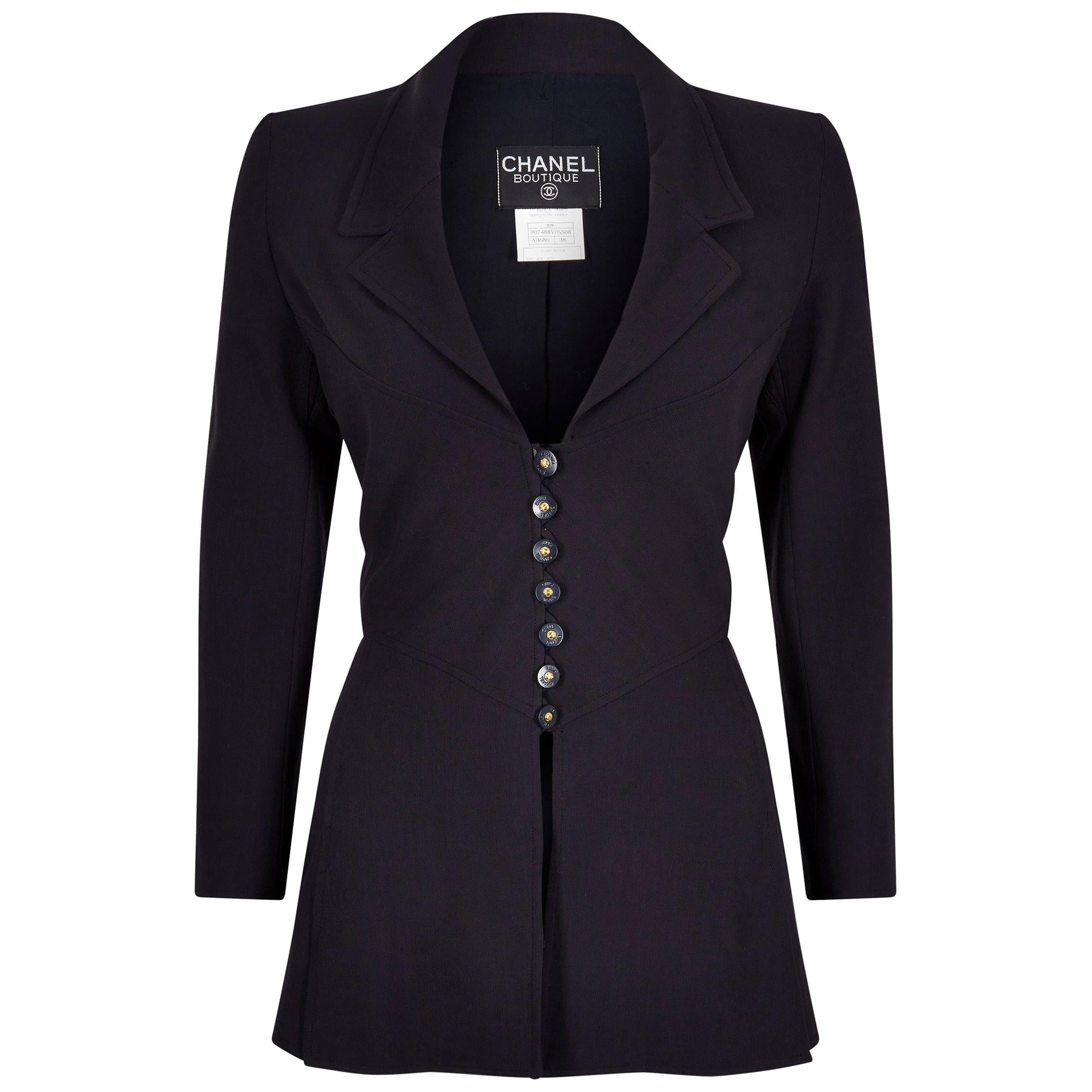 1997 Spring Collection Chanel Boutique Blazer With Scoop Lapel
