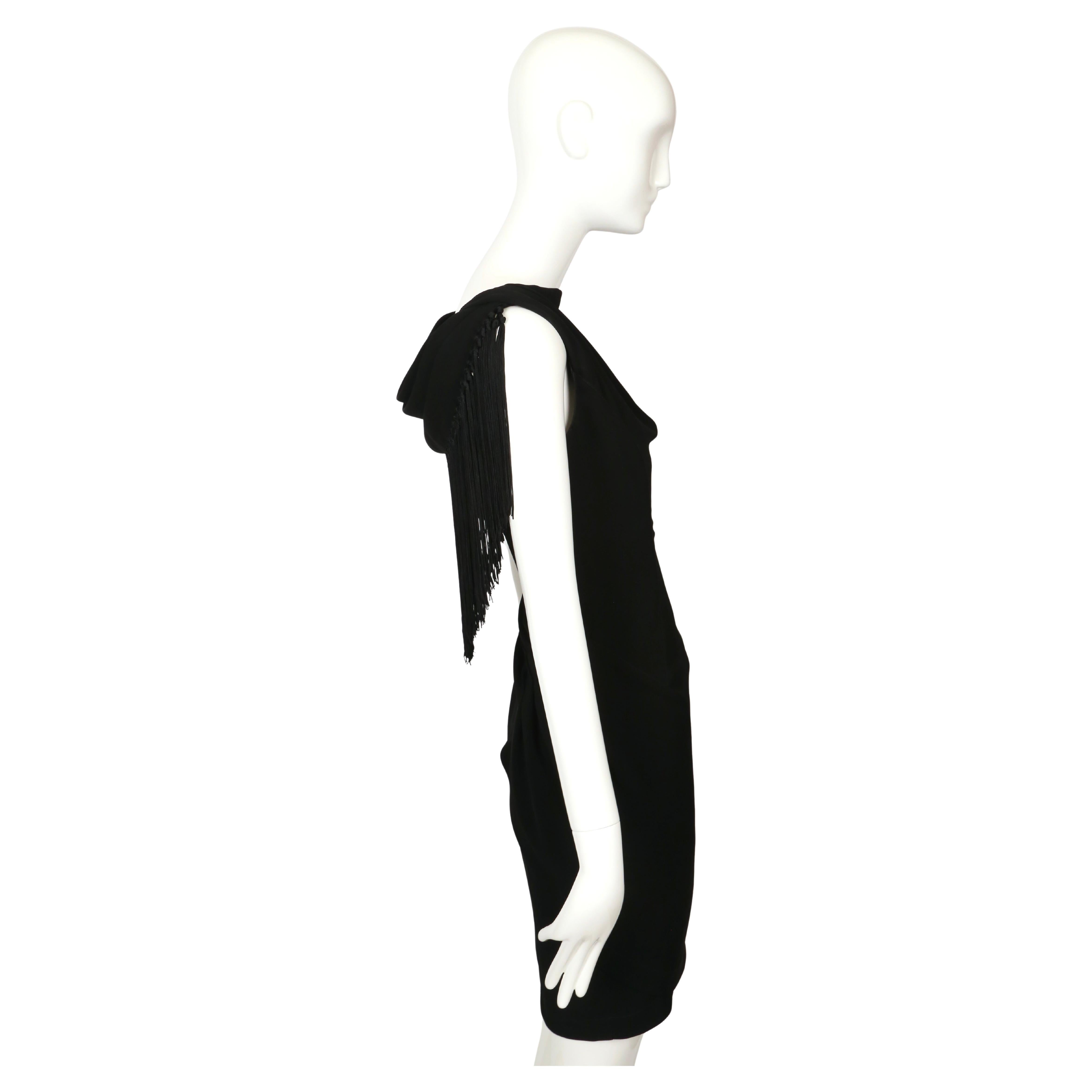 Women's or Men's 1997 THIERRY MUGLER black fringed back dress For Sale