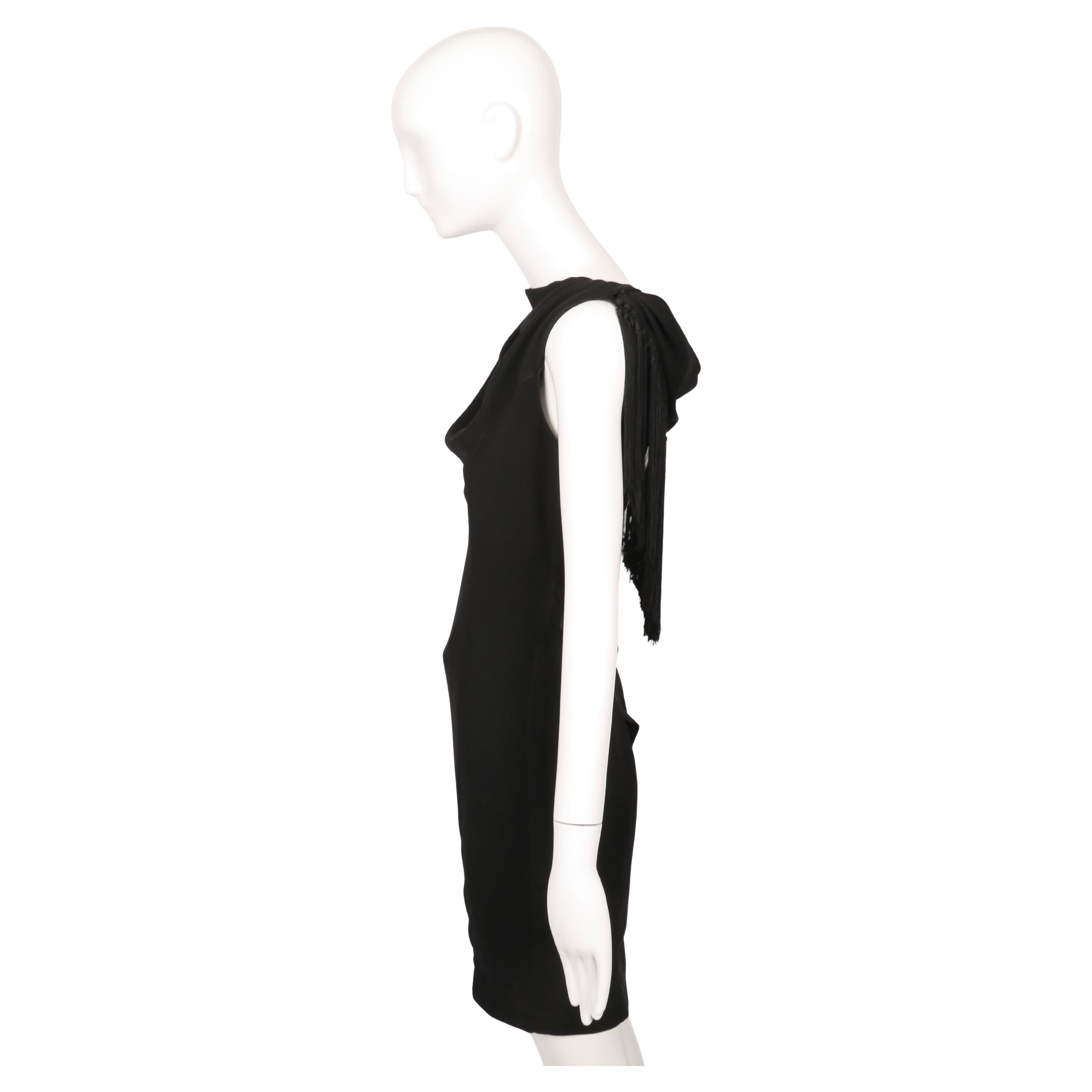 1997 THIERRY MUGLER black fringed back dress For Sale 2