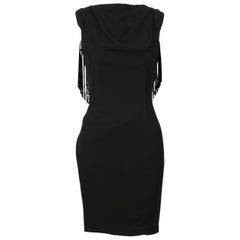 1997 Thierry Mugler abito nero con frange sul retro