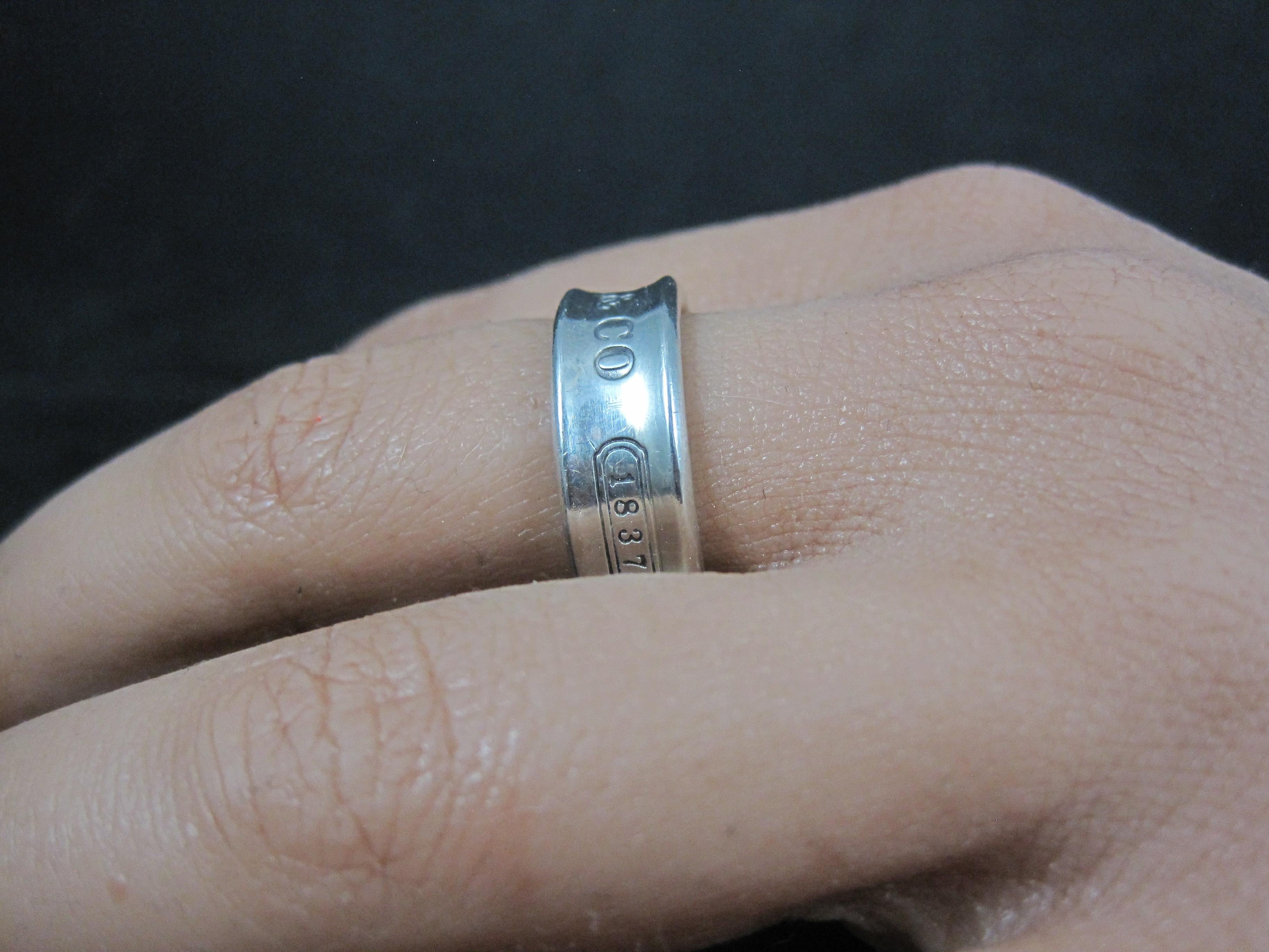 1997 Tiffany & Co 1837 Band Ring Sterling Silver Size 6.5 For Sale 8
