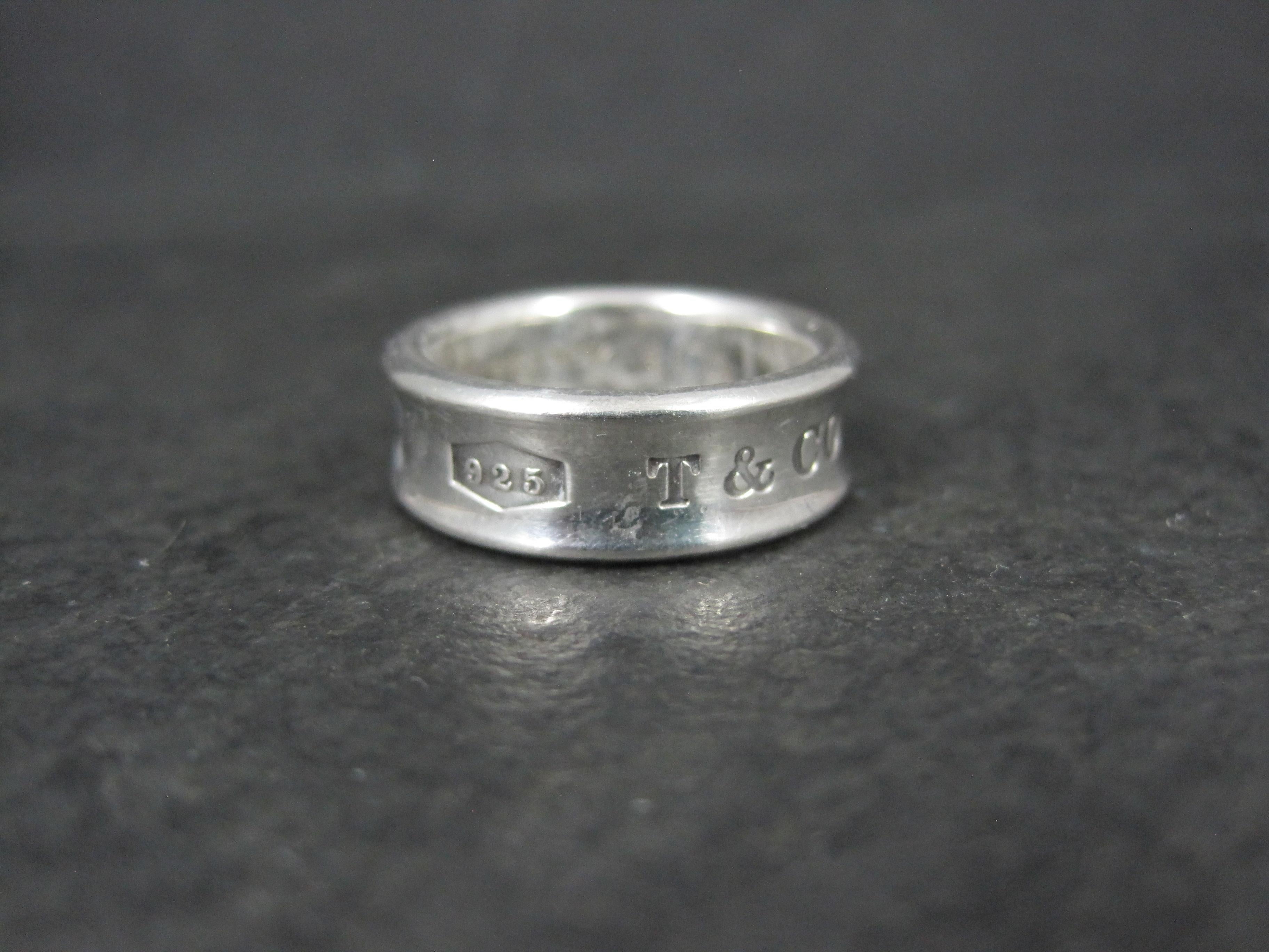 Moderne 1997 Tiffany & Co 1837 Band Ring Sterling Silver Size 6.5 en vente
