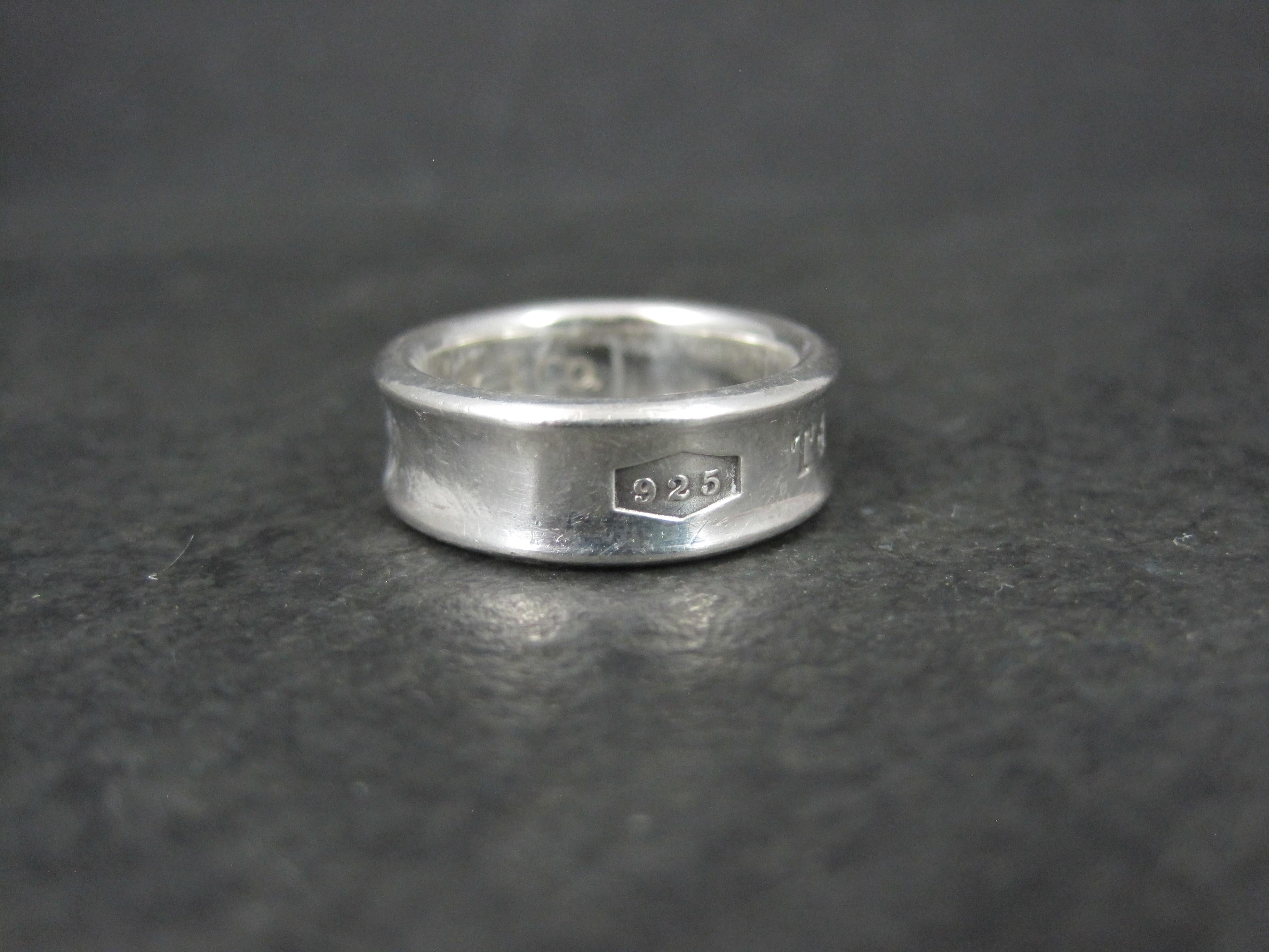 1997 Tiffany & Co 1837 Band Ring Sterling Silver Size 6.5 In Good Condition For Sale In Webster, SD