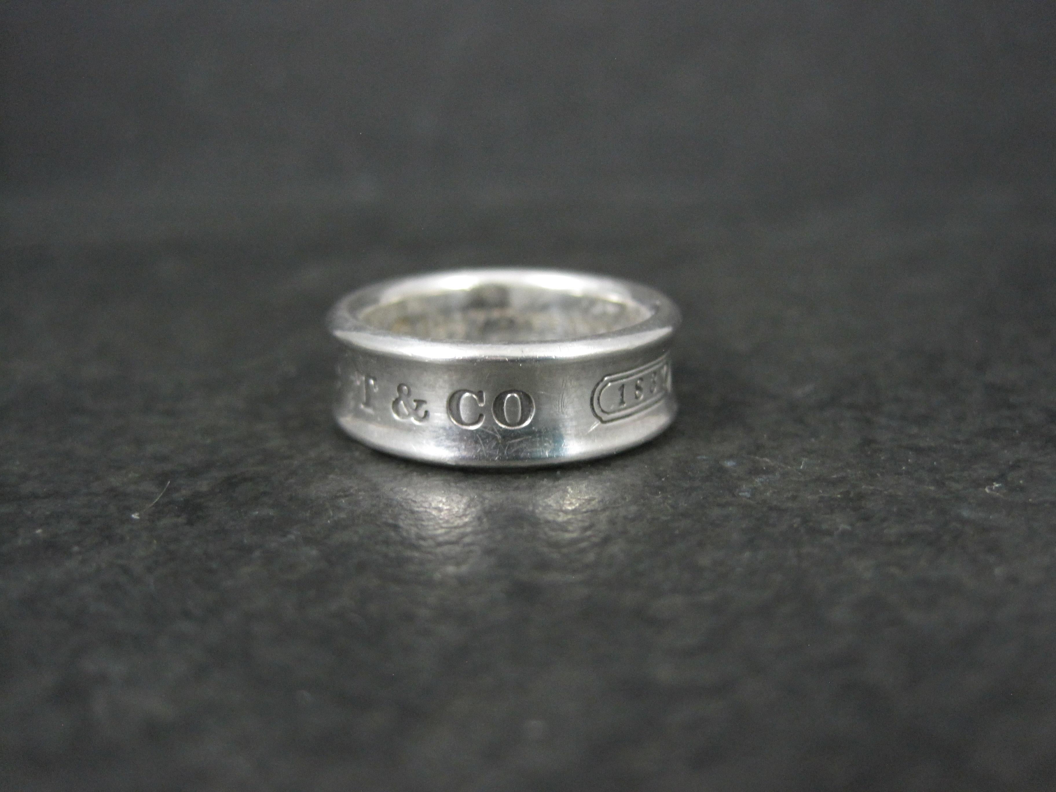 Women's or Men's 1997 Tiffany & Co 1837 Band Ring Sterling Silver Size 6.5 For Sale