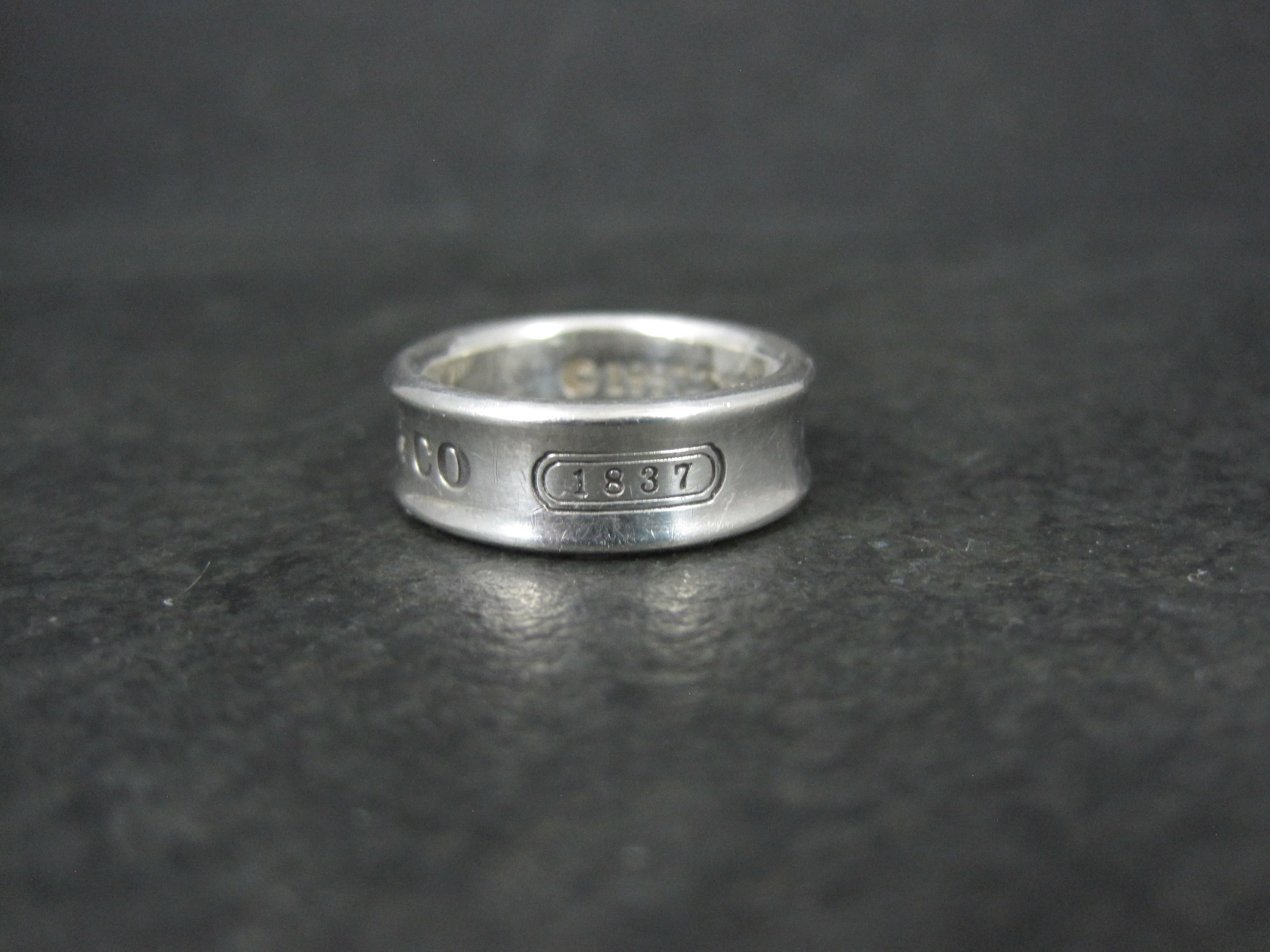 1997 Tiffany & Co 1837 Band Ring Sterling Silver Size 6.5 en vente 1