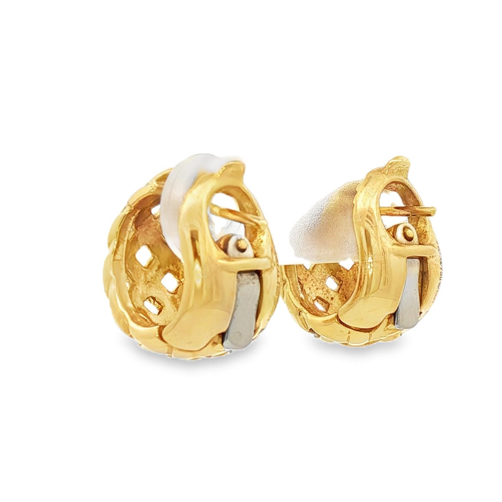 1997 Tiffany & Co. Orecchini a cerchio Vannerie Basket Weave Huggie in oro giallo 18 carati in vendita 2