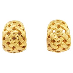 1997 Tiffany & Co. Vannerie - Boucles d'oreilles Huggie en or jaune 18 carats avec tressage de panier