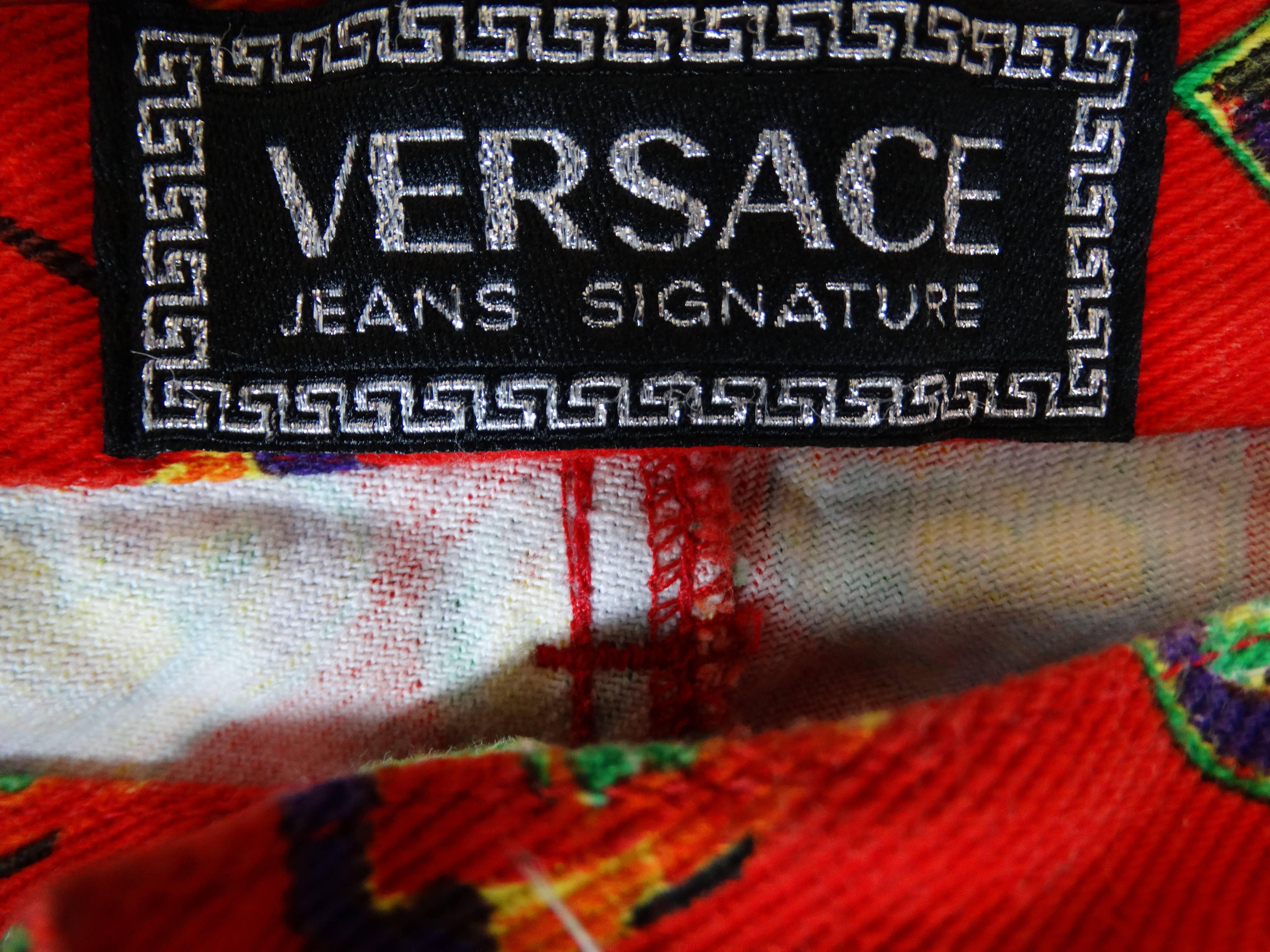 1997 Versace Jeans Heart Printed Pants  For Sale 2