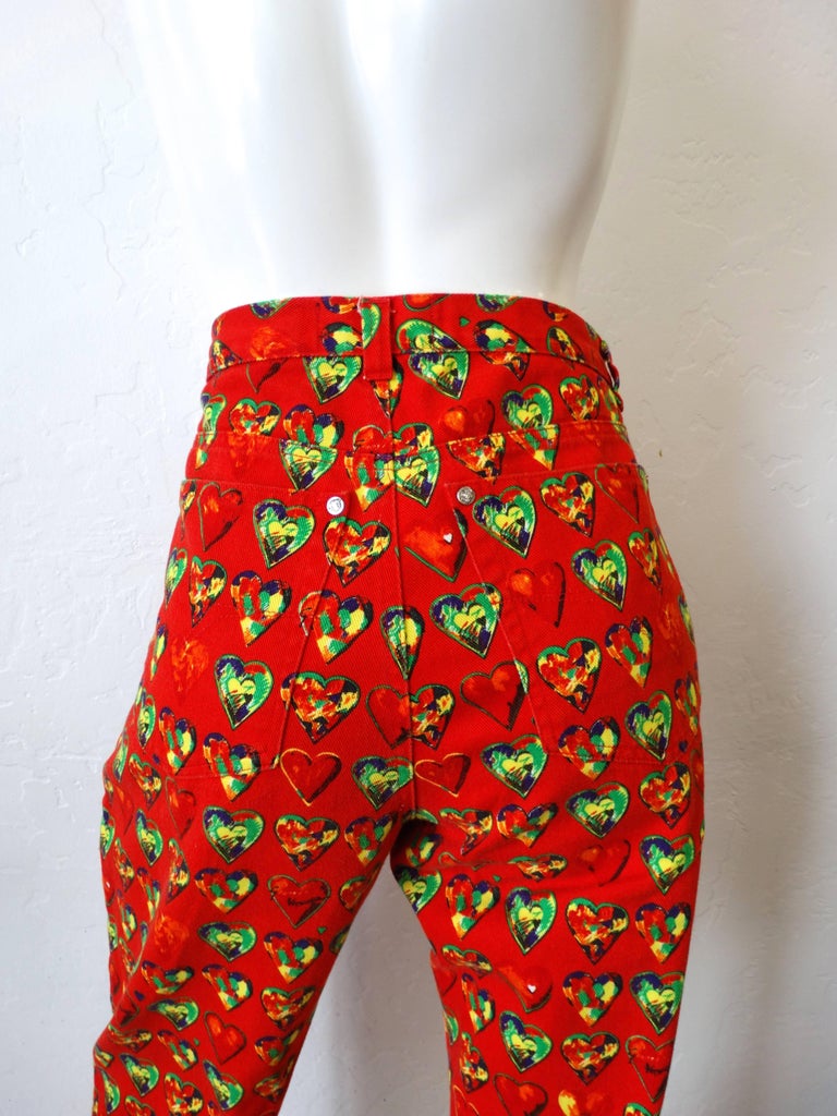 1997 Versace Jeans Heart Printed Pants For Sale at 1stDibs | versace ...