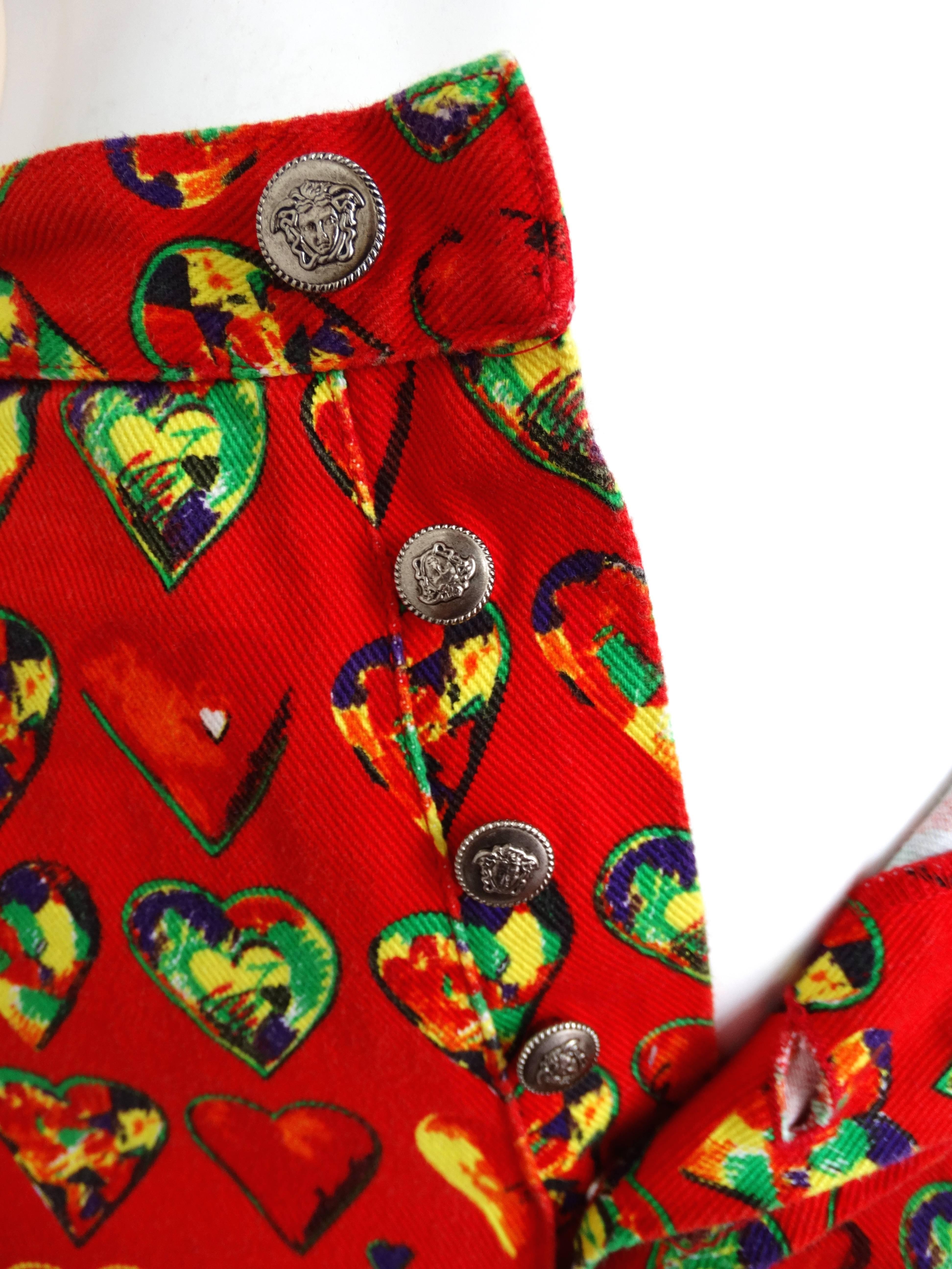 1997 Versace Jeans Heart Printed Pants  For Sale 1