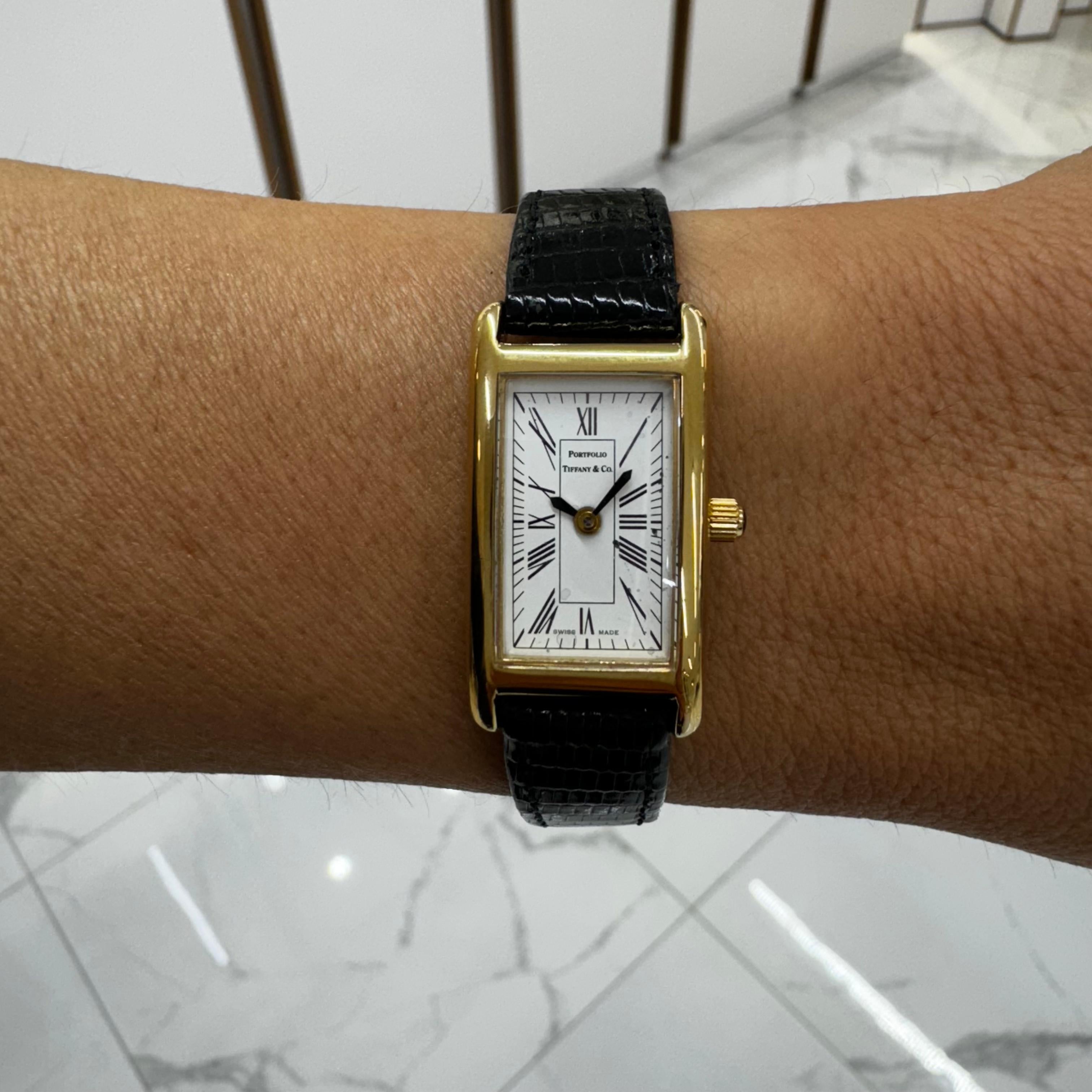 1997 Vintage Tiffany & Co. Portfolio 16MM 96733437 Gold Plated Ladies Watch 4