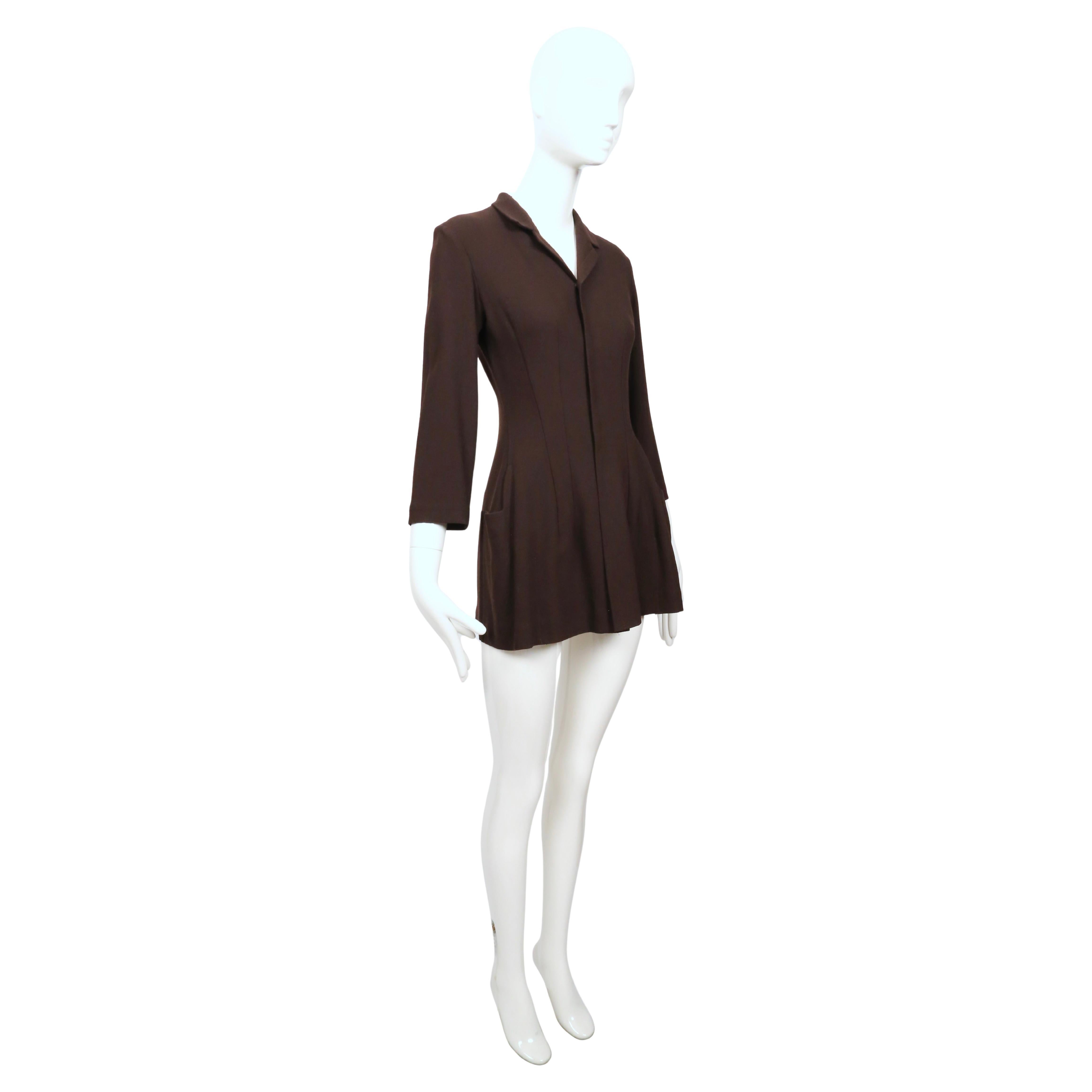 1997 YOHJI YAMAMOTO dark brown hourglass shaped RUNWAY jacket In Good Condition For Sale In San Fransisco, CA
