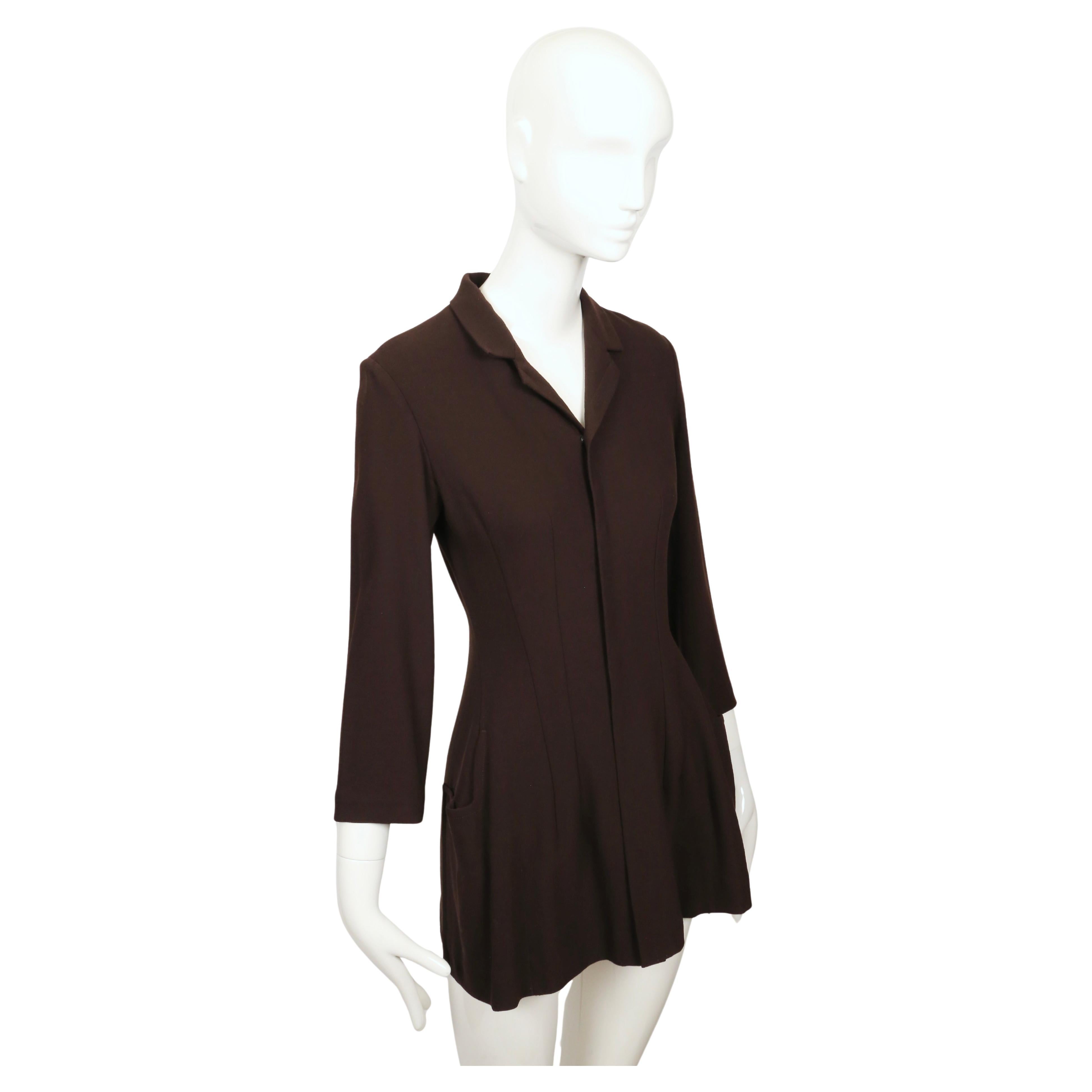 Women's 1997 YOHJI YAMAMOTO dark brown hourglass shaped RUNWAY jacket For Sale