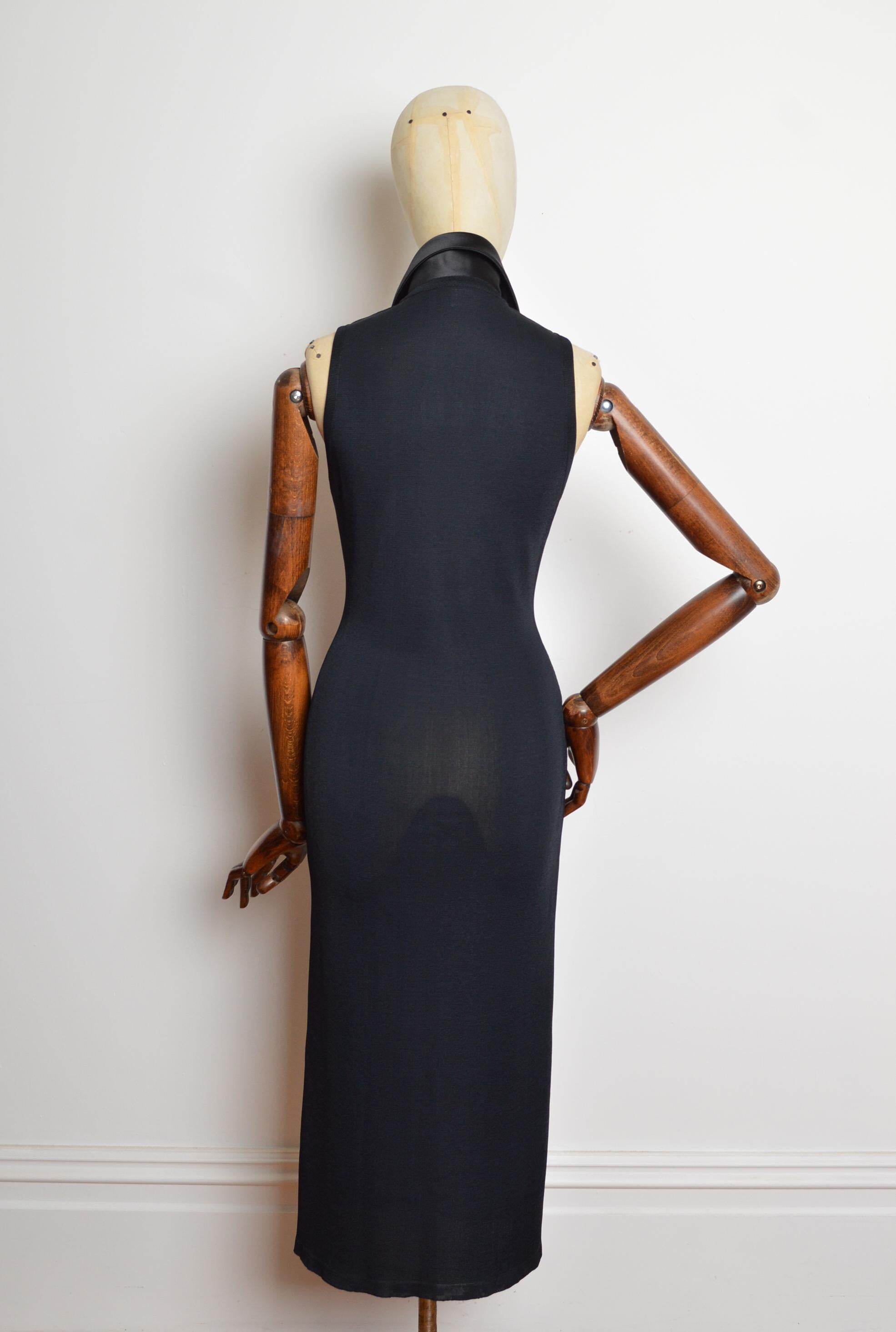 1997 YVES SAINT LAURENT Raffiniertes schwarzes langärmeliges Maxikleid aus Strickjersey im Angebot 5