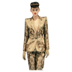 1998 Alexander McQueen for Givenchy Haute Couture brocade pant suit