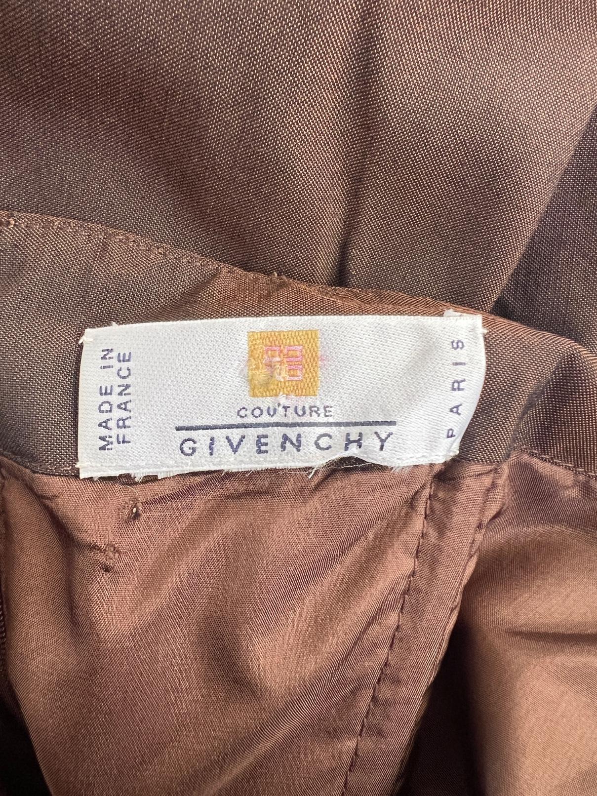 1998 Alexander McQueen for Givenchy Runway Brown Embroidered Dress For Sale 1