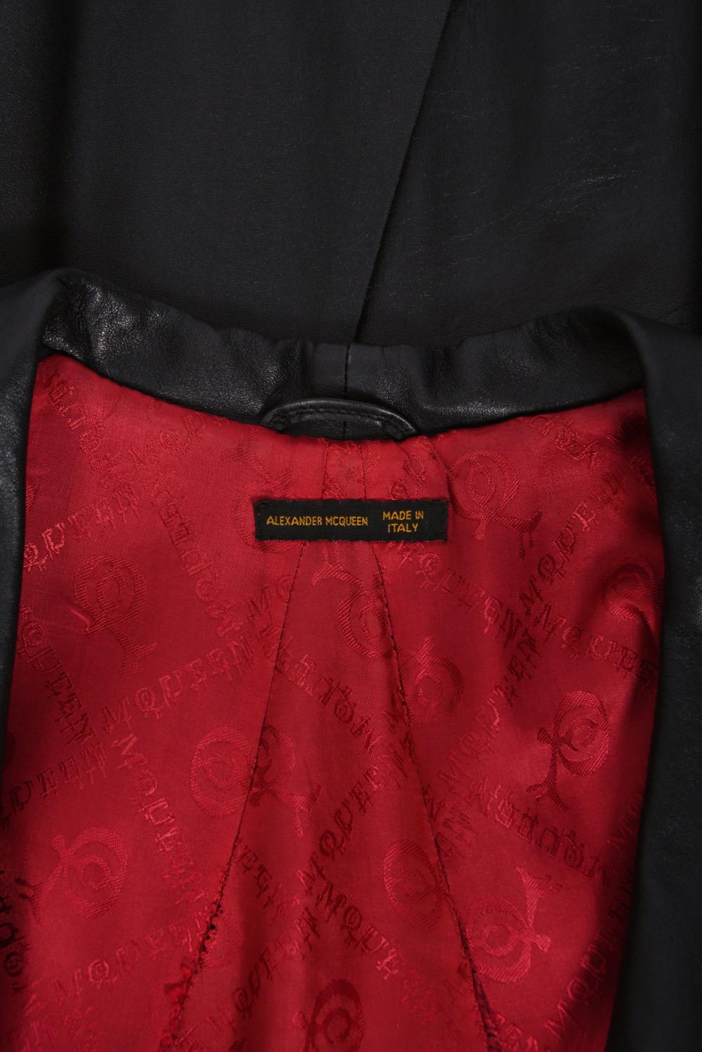1998 Alexander McQueen Lifetime 'Joan' Collection Black Leather Sculpted Jacket For Sale 9