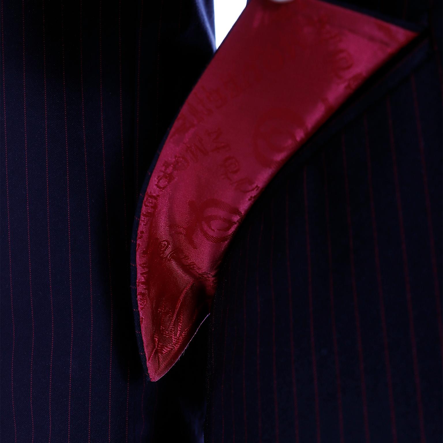 1998 Alexander McQueen Runway Joan Black & Red Pinstripe Long Coat Trouser Suit 6