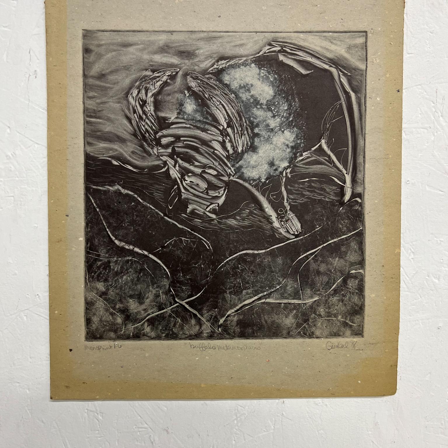 Modern 1998 Art by Gina Kail Monoprint Buffalo Metamorphosis 1:6 For Sale