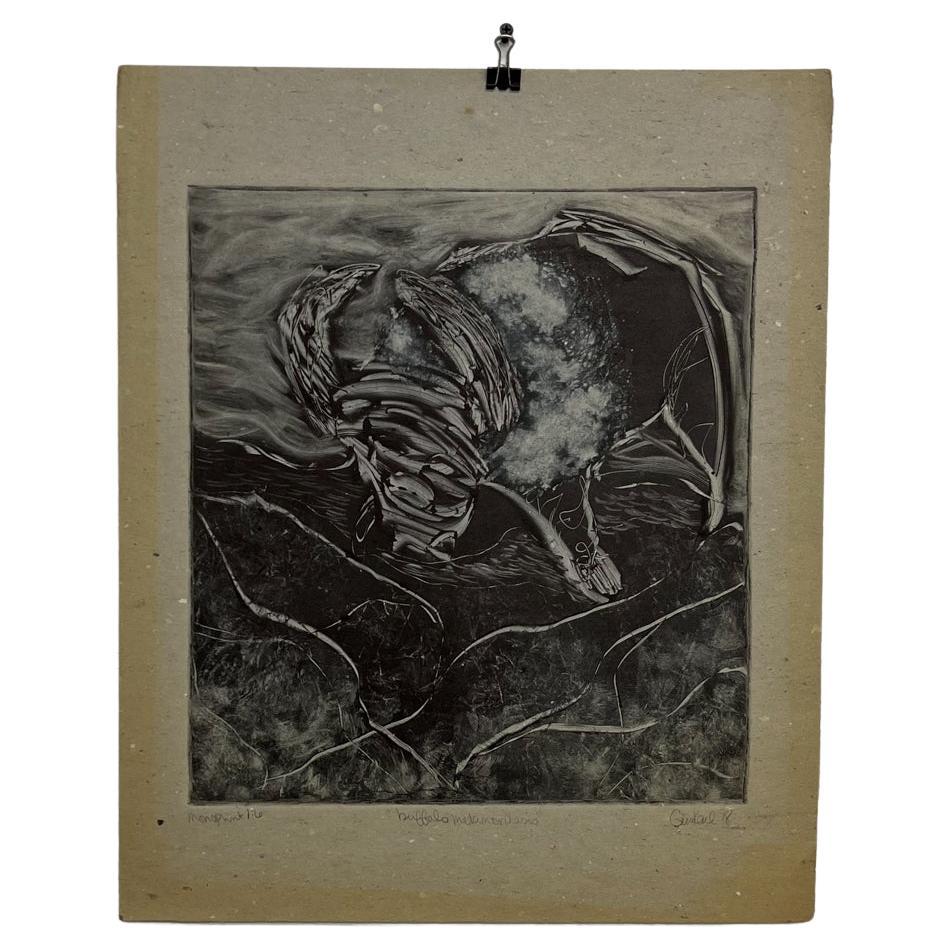 1998 Art by Gina Kail Monoprint Buffalo Metamorphosis 1:6 For Sale