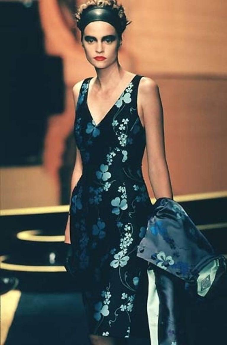 1998 ATELIER VERSACE couture silk floral mini RUNWAY dress For Sale 2