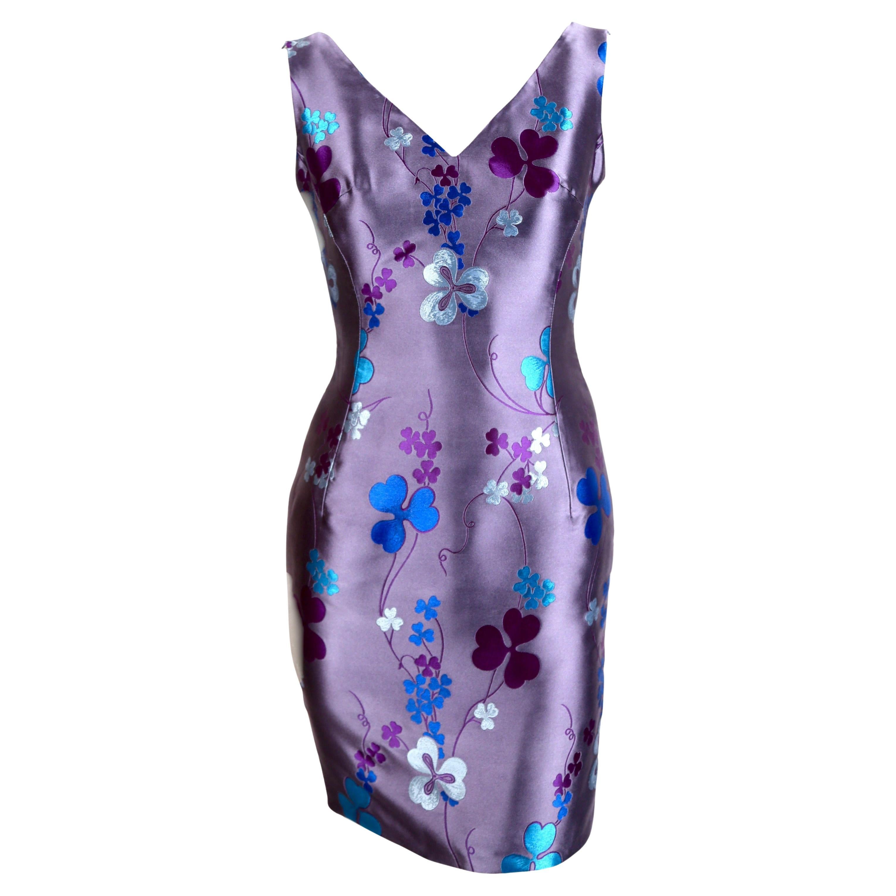 1998 ATELIER VERSACE couture silk floral mini RUNWAY dress For Sale