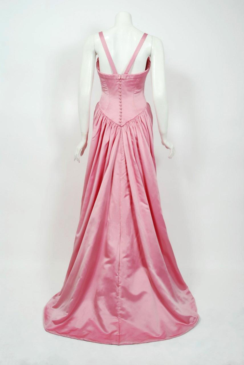 Women's 1998 Bob Mackie Couture Pink Satin Gown Worn by Julia Louis-Dreyfus for Emmys