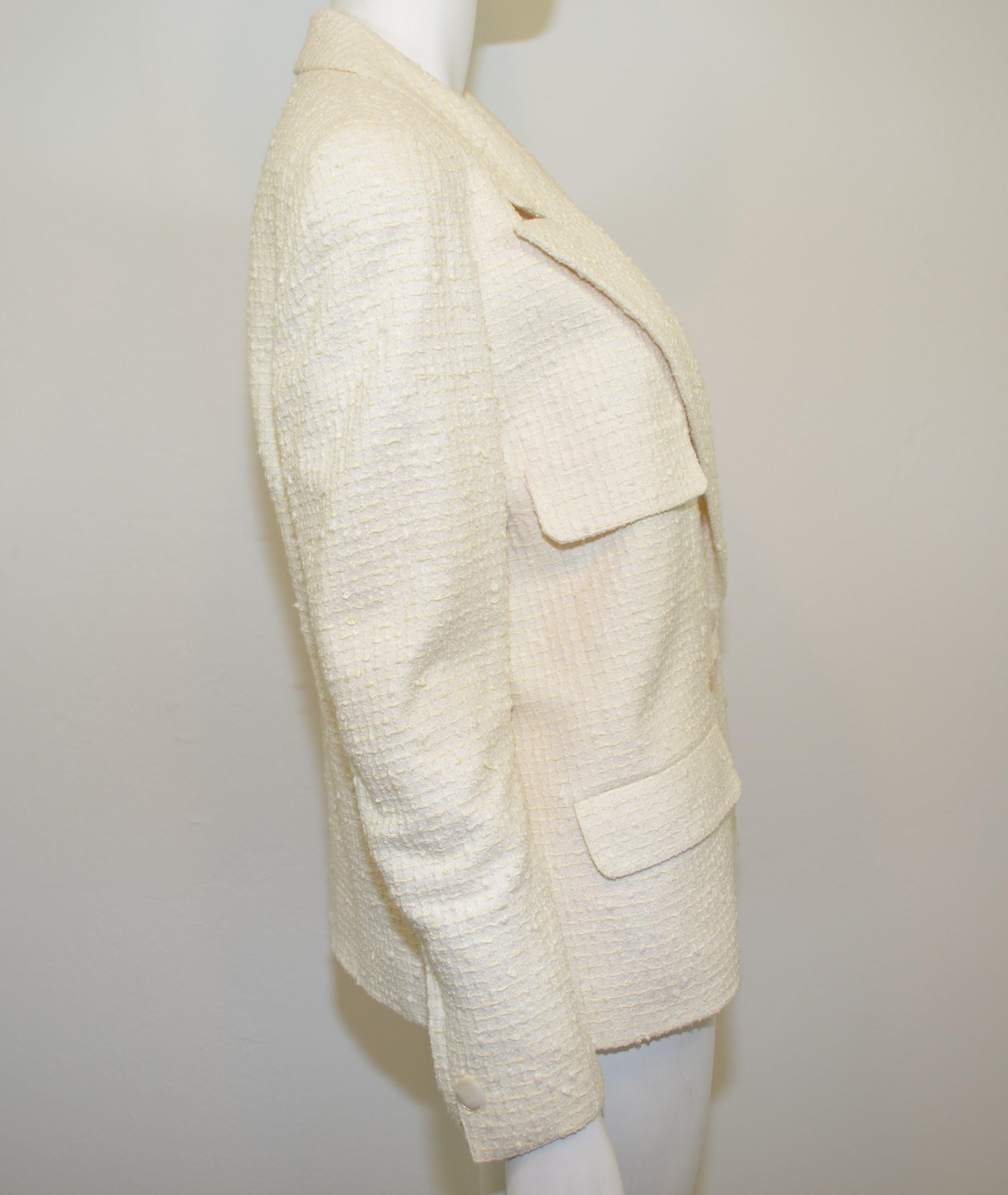 Women's 1998 C Chanel Cream Tweed Knit Jacket