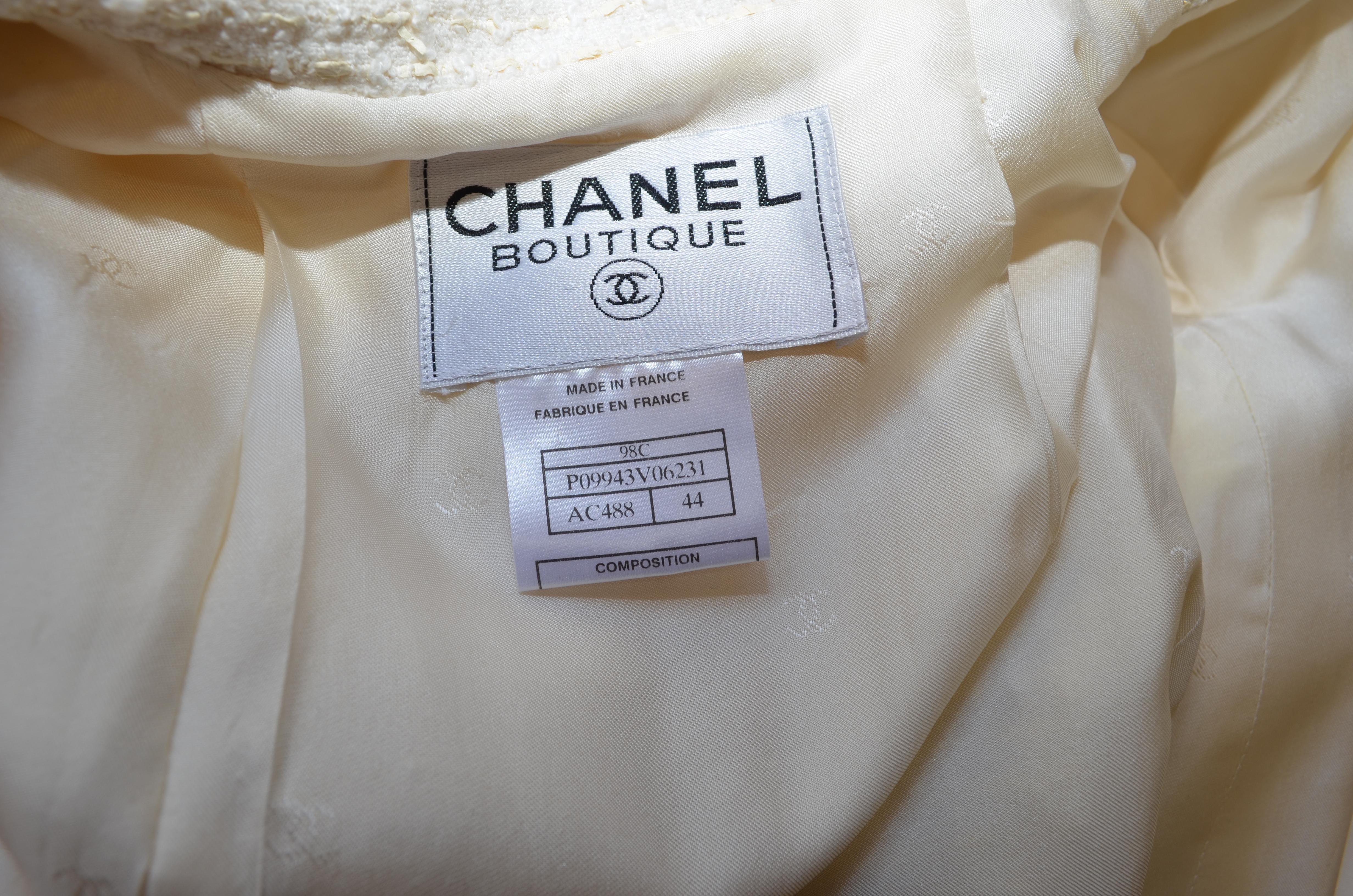 1998 C Chanel Cream Tweed Knit Jacket 1