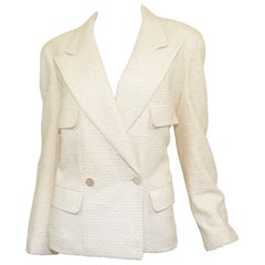 1998 C Chanel Cream Tweed Knit Jacket