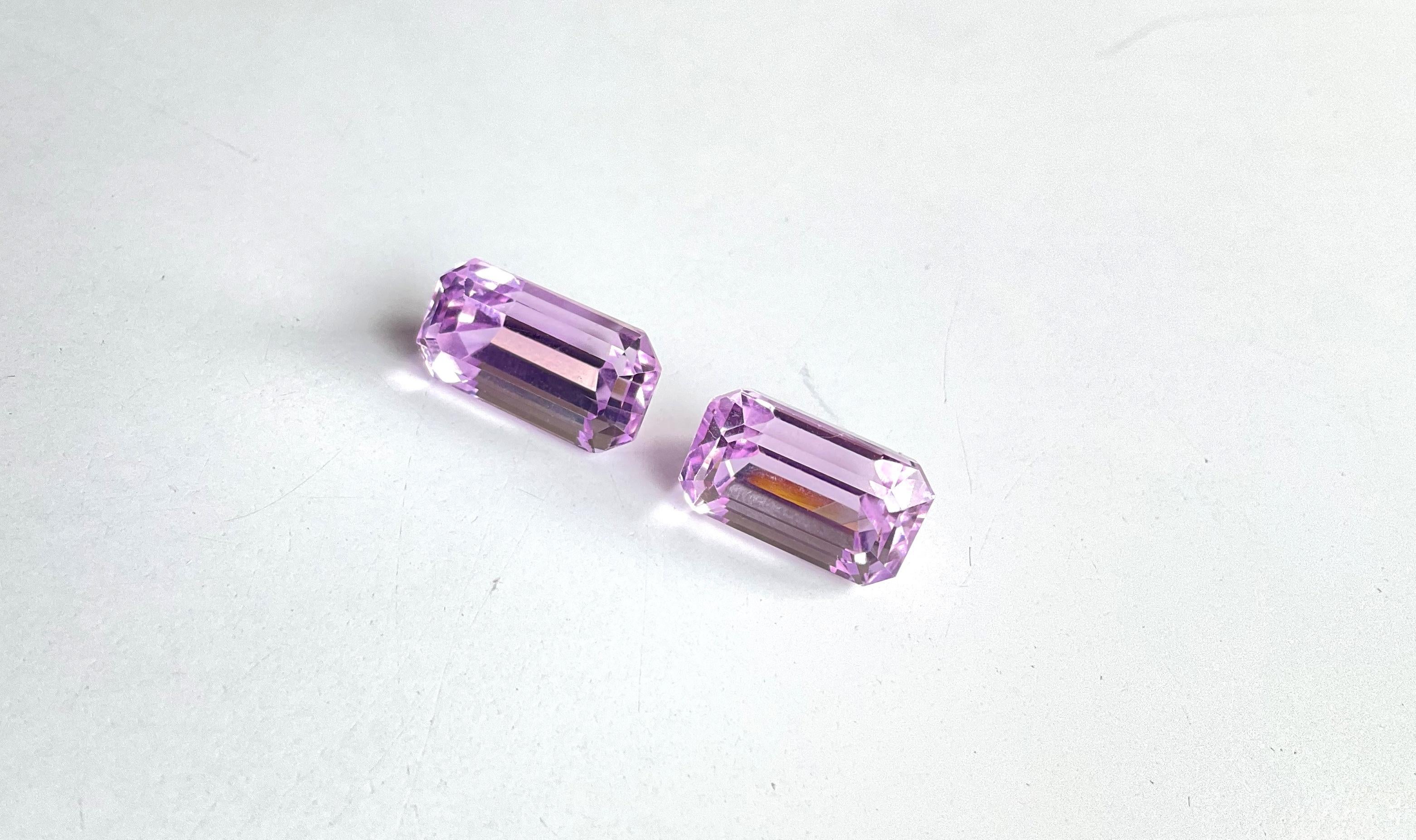Women's or Men's 19.98 Carats Pink Kunzite Octagon Natural Cut Stones For Fine Gem Jewellery For Sale