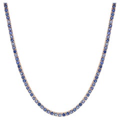 19.98 Carats Sapphire Tennis Necklace 14 Karat Rose Gold