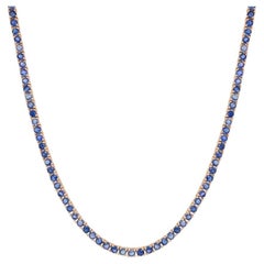 19.98 Carats Sapphire Tennis Necklace 14 Karat Rose Gold