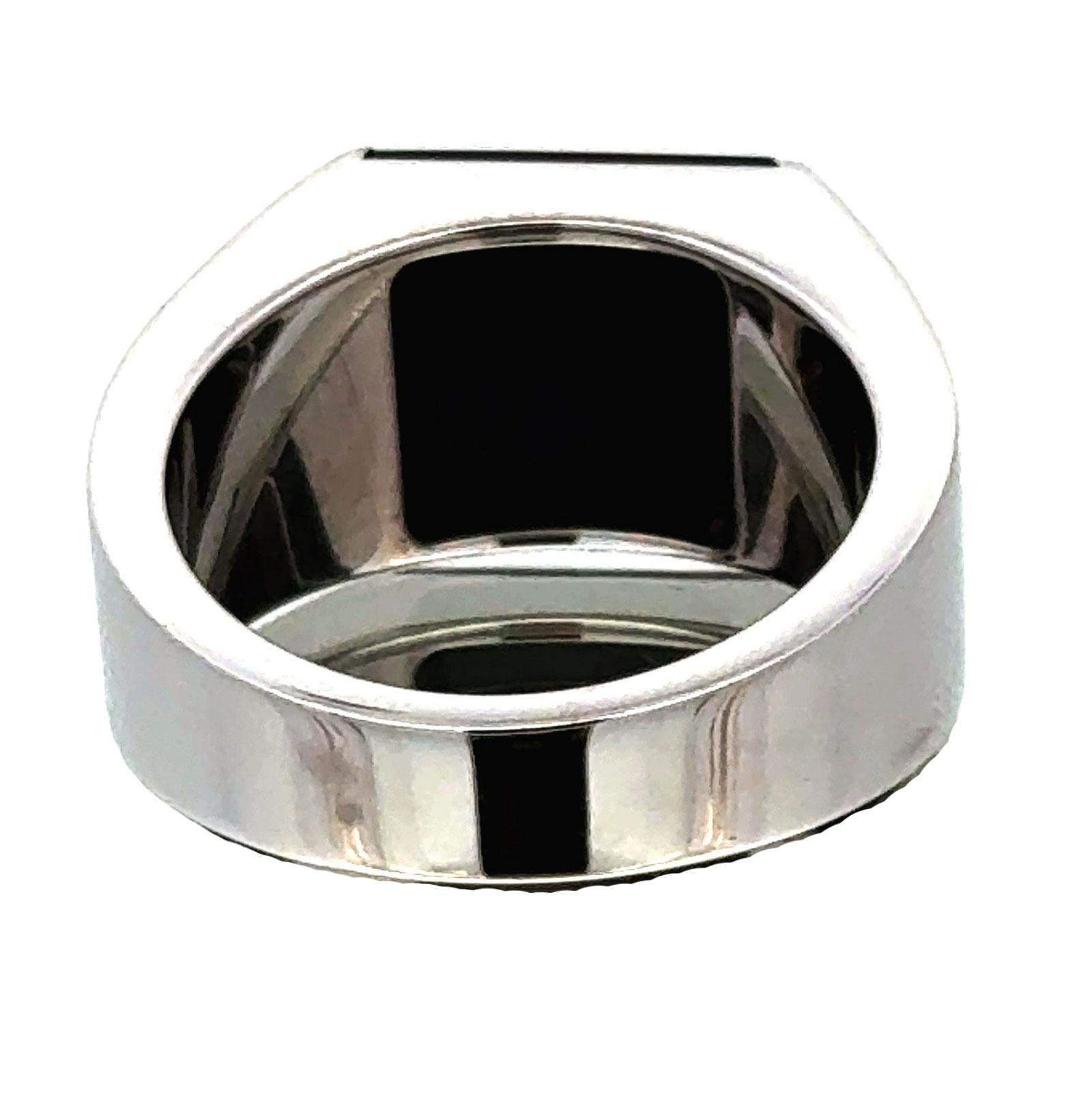 De los hombres 1998 Cartier Onyx 18 Kilates Oro Blanco Anillo Tanque Hombre Talla 60 Caja & Papeles