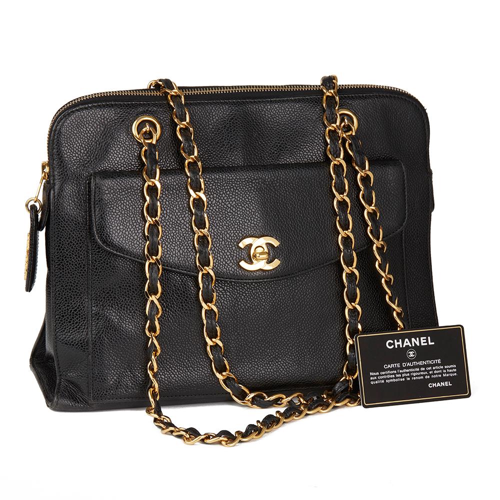 1998 Chanel Black Caviar Leather Vintage Classic Shoulder Bag 4
