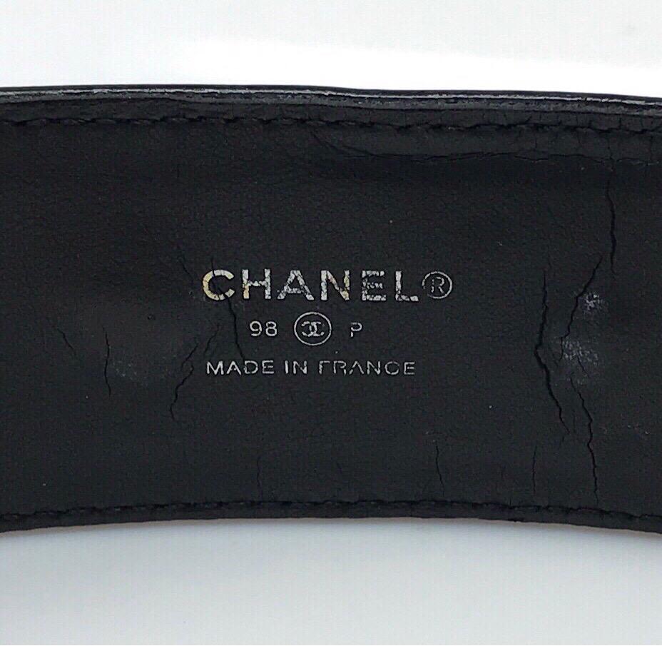 1998 Chanel Black Patent Belt w/ Silver Hardware-28 4