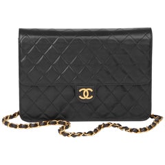 Vintage 1998 Chanel Black Quilted Lambskin Medium Classic Single Flap Bag