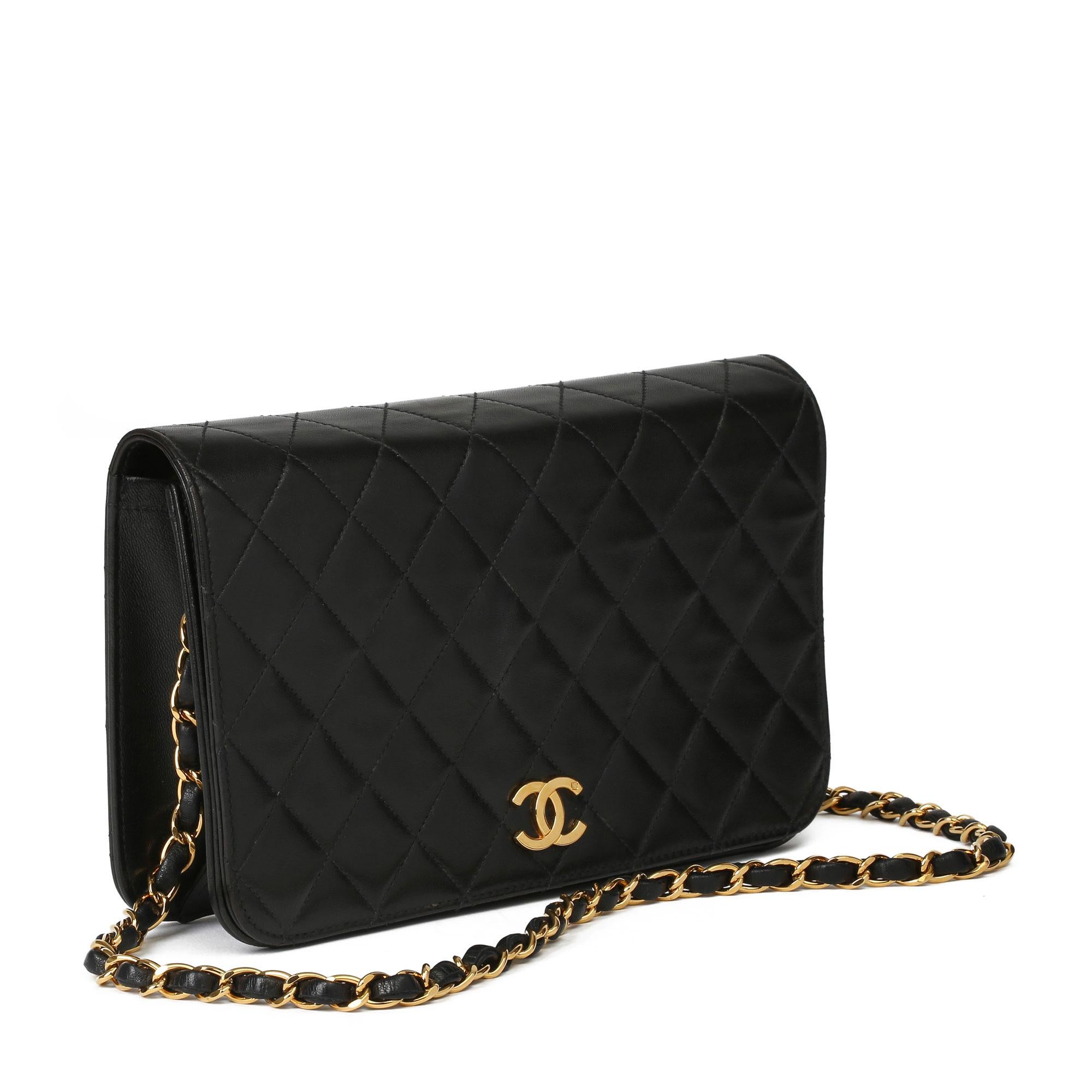 Women's 1998 Chanel Black Quilted Lambskin Medium Classic Single Full Flap Bag 