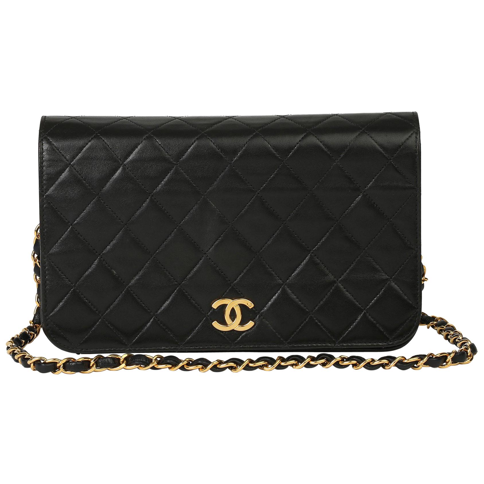 1998 Chanel Black Quilted Lambskin Medium Classic Single Full Flap Bag 