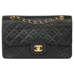 1998 Chanel Black Quilted Lambskin Vintage Medium Classic Double Flap