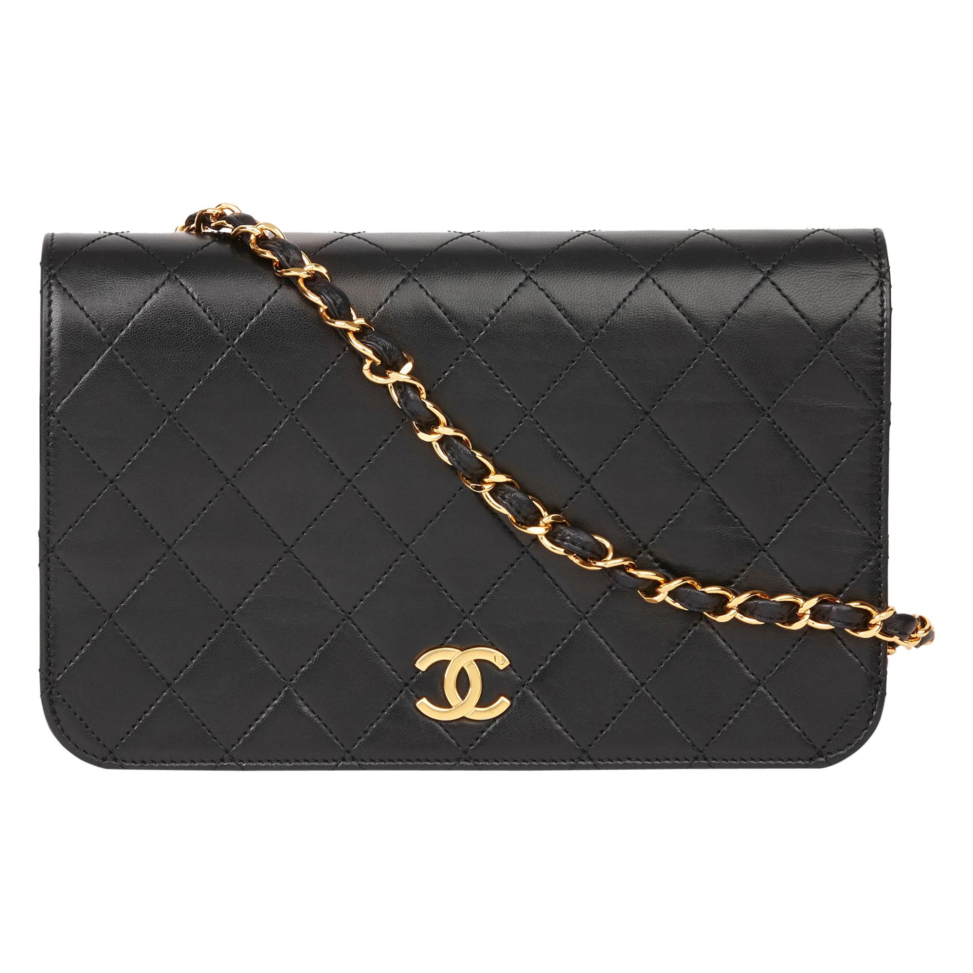 1998 Chanel Black Quilted Lambskin Vintage Small Classic Single Full Flap  Bag at 1stDibs