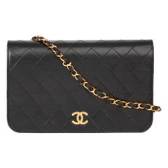 1998 Chanel Black Quilted Lambskin Vintage Small Classic Single Full Flap Bag