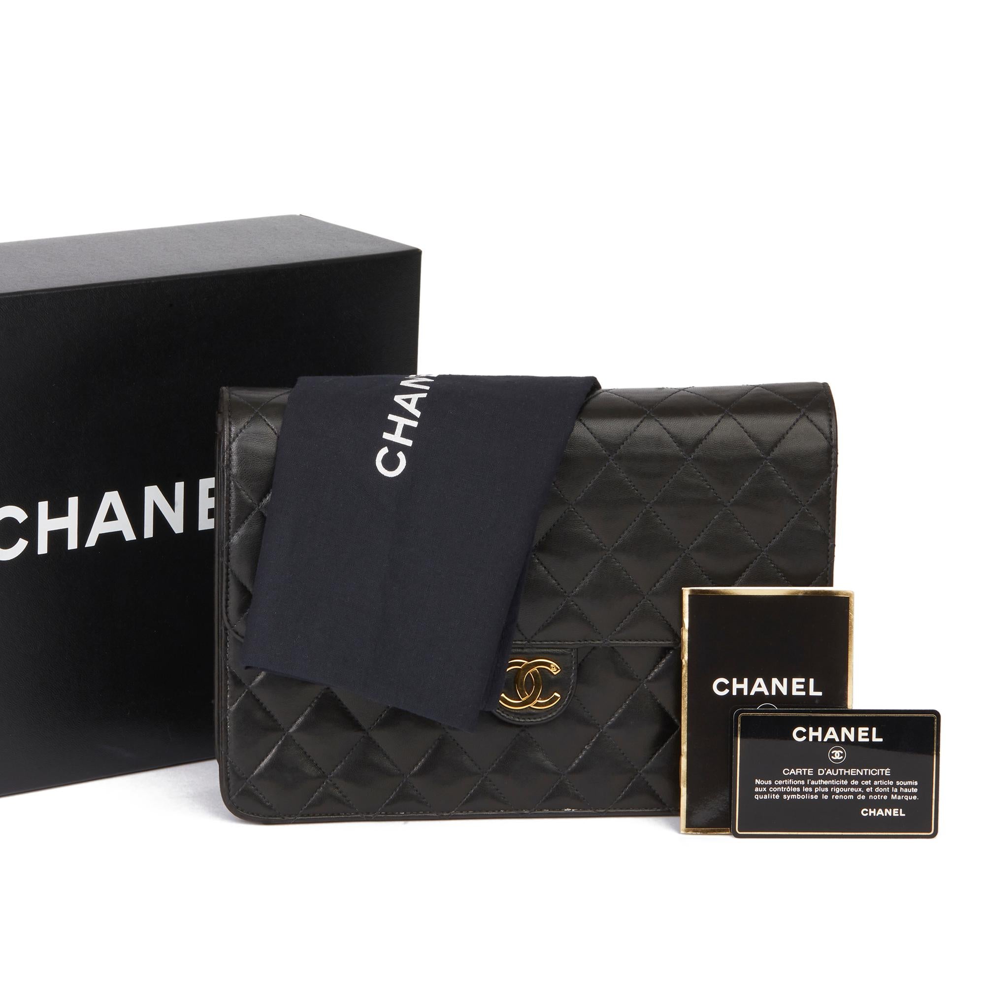 1998 Chanel Black Quilted Lambskin Vintage Timeless Single Flap Bag 5