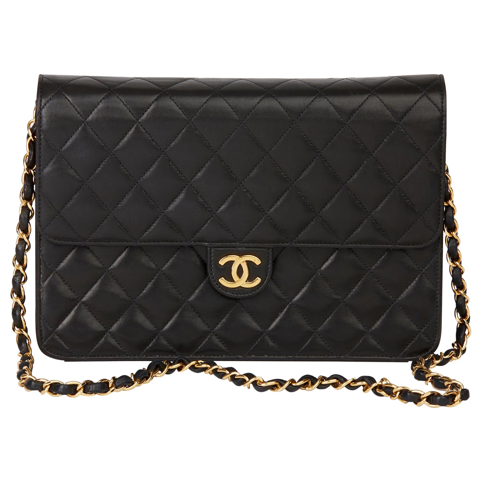 1998 Chanel Black Quilted Lambskin Vintage Small Classic Single