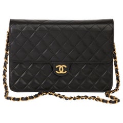 1998 Chanel Black Quilted Lambskin Vintage Timeless Single Flap Bag