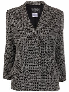 1998 Chanel Black Tweed Breasted Jacket