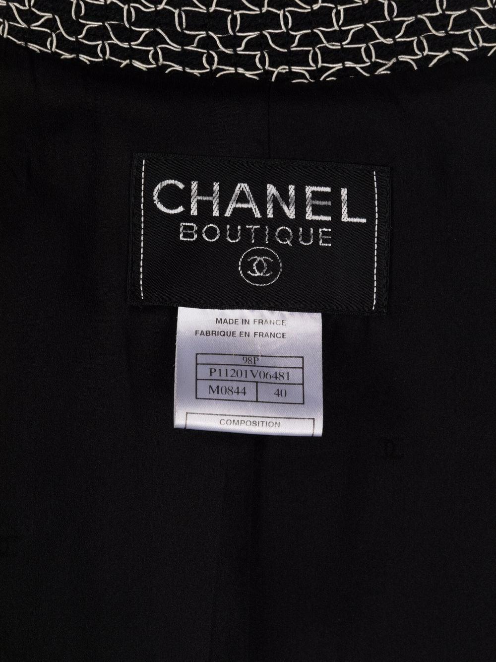 1998 Chanel Chaqueta de pechera de tweed negro en venta 1