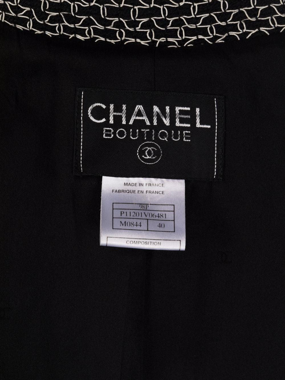 1998 Chanel Black Tweed Breasted Jacket For Sale 2